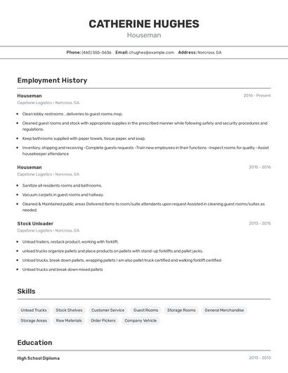 Houseman Resume