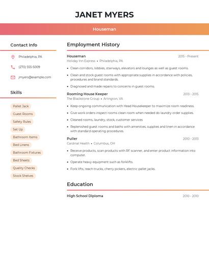 Houseman Resume