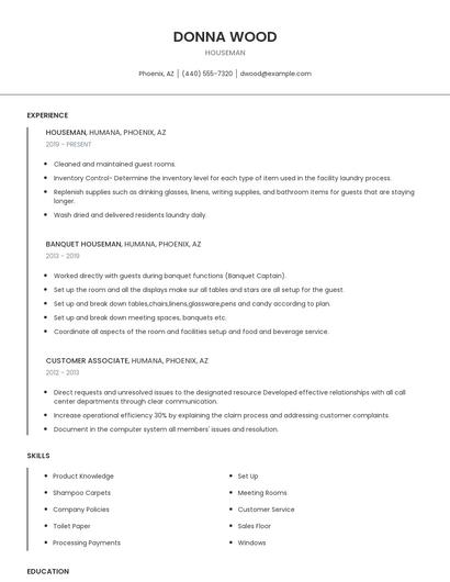 Houseman Resume