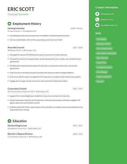 Housing Counselor Resume