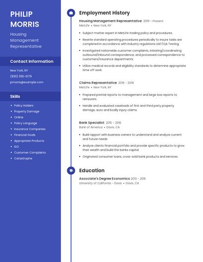 Housing Management Representative Resume