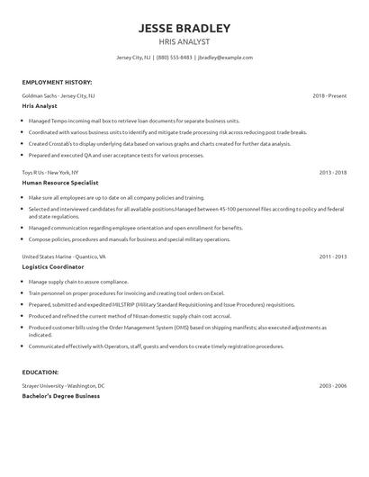 Hris Analyst Resume
