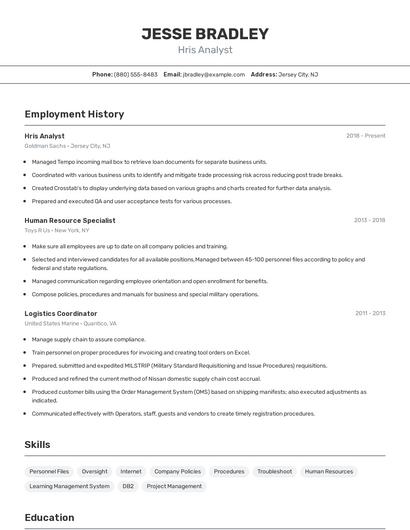 Hris Analyst Resume