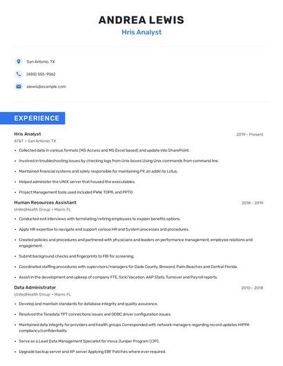 Hris Analyst Resume