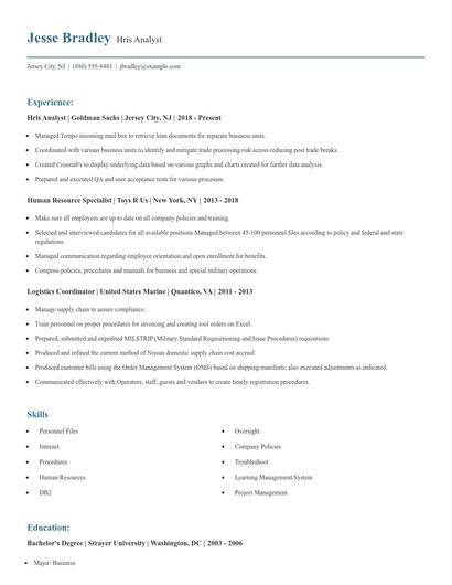 Hris Analyst Resume