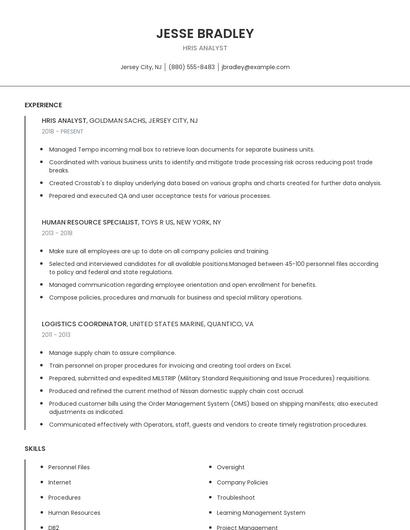 Hris Analyst Resume