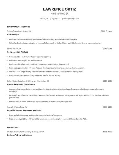 Hris Manager Resume