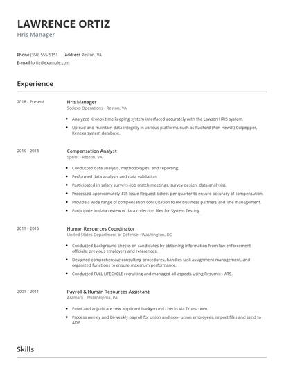 Hris Manager Resume