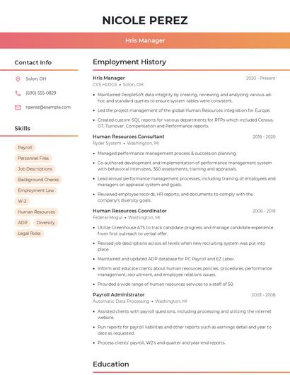 Hris Manager Resume