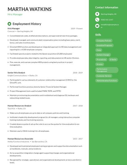 Hris Manager Resume