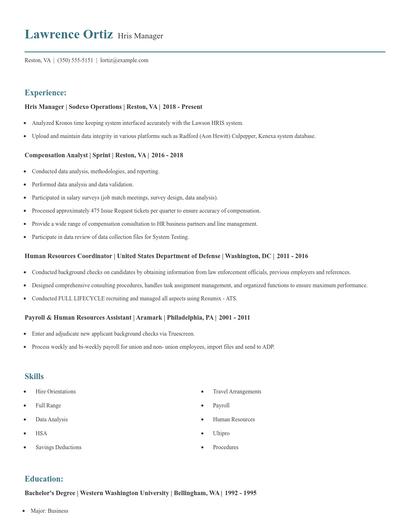 Hris Manager Resume