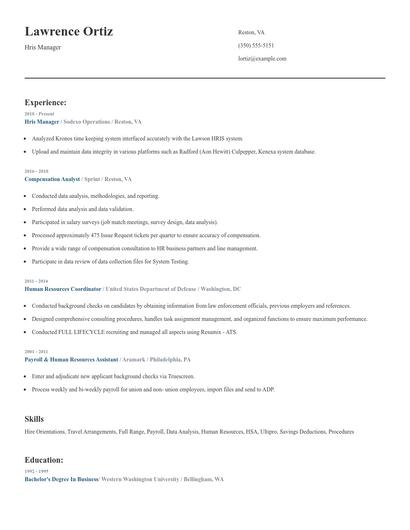 Hris Manager Resume