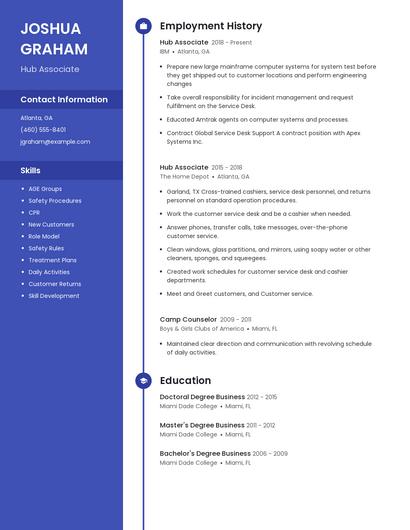 Hub Associate Resume
