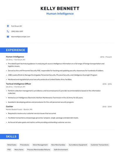Human Intelligence Resume