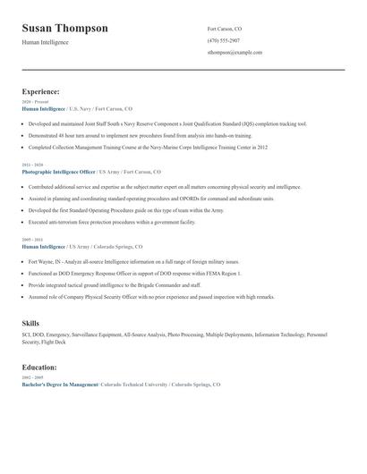 Human Intelligence Resume