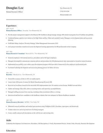 Human Resource Officer Resume