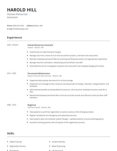 Human Resources Assistant Resume