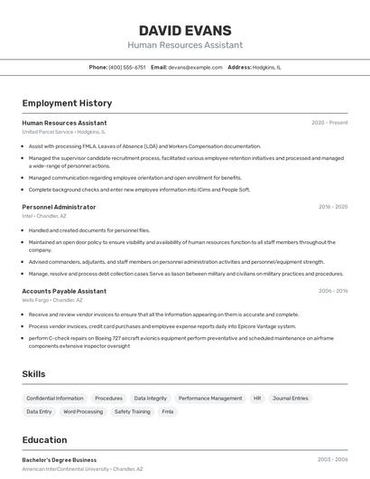Human Resources Assistant Resume