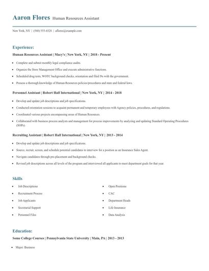 Human Resources Assistant Resume