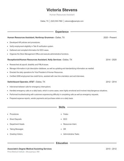 Human Resources Assistant Resume