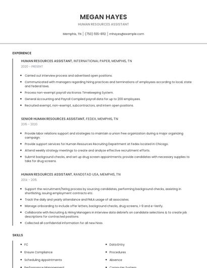 Human Resources Assistant Resume