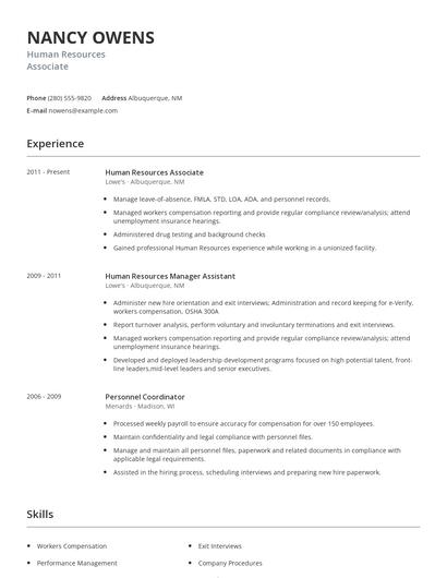 Human Resources Associate Resume