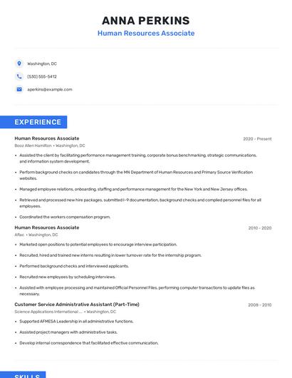 Human Resources Associate Resume