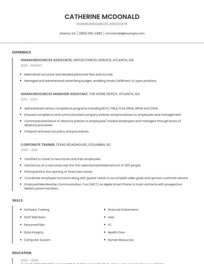 Human Resources Associate Resume