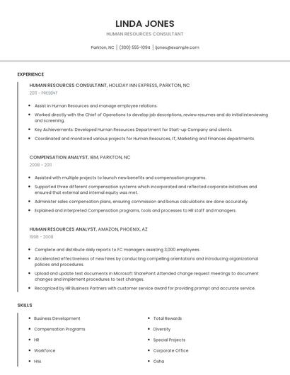 Human Resources Consultant Resume