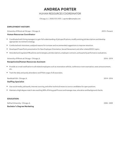 Human Resources Coordinator Resume