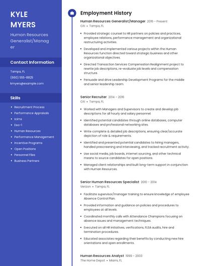 Human Resources Generalist/Manager Resume