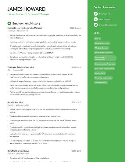 Human Resources Generalist/Manager Resume