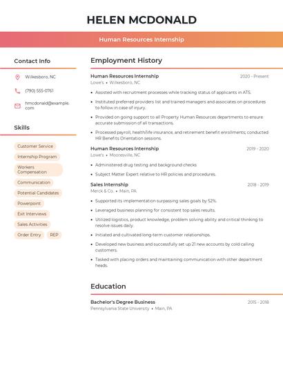 Resume example 3