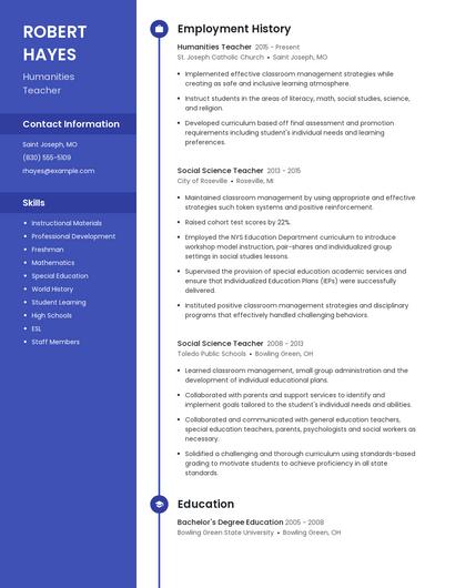 Humanities Teacher Resume