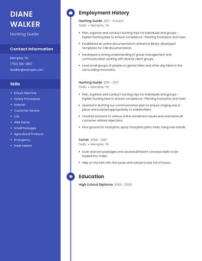 Hunting Guide Resume