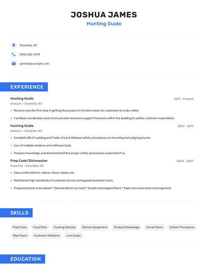 Hunting Guide Resume