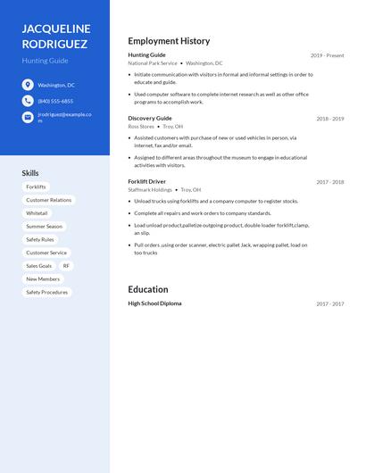 Hunting Guide Resume