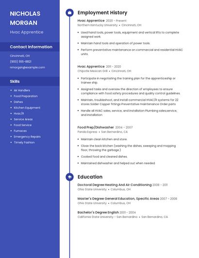 Hvac Apprentice Resume