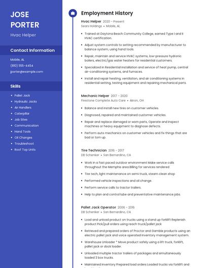 Hvac Helper Resume