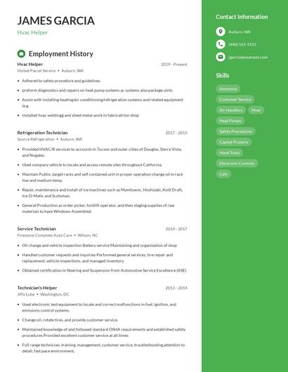 Hvac Helper Resume