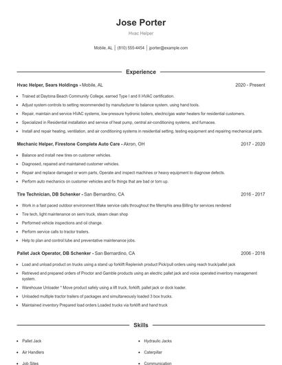 Hvac Helper Resume