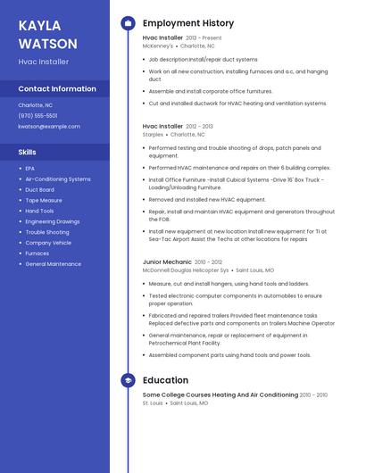Hvac Installer Resume