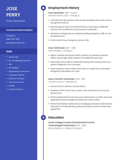 Hvac Specialist Resume