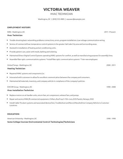 Hvac Technician Resume
