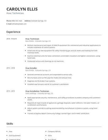 Hvac Technician Resume