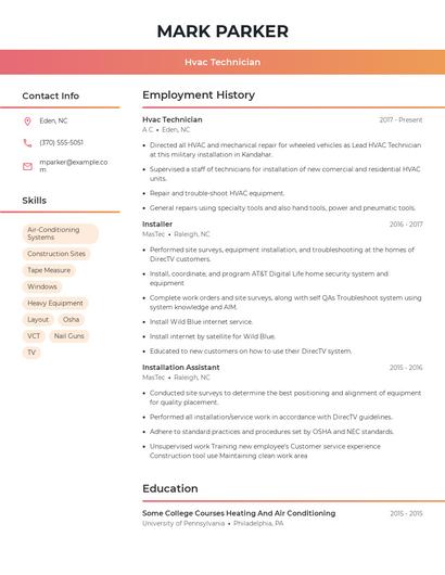 Hvac Technician Resume