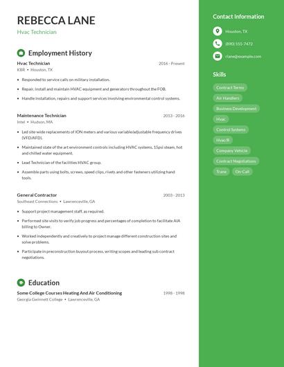 Hvac Technician Resume