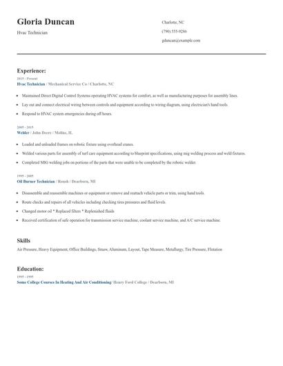 Hvac Technician Resume