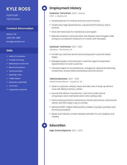 Hydraulic Technician Resume
