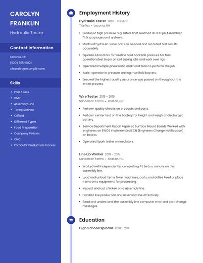 Hydraulic Tester Resume